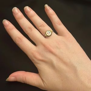 Amanda Khalsa hand painted bird ring silver gold